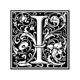 Letter I art nouveau black and white Tegel Zelfinktende Stempel
