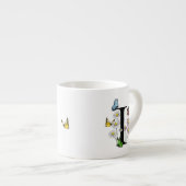 Letter I Bloem Vlinder Initiaal Monogram Espresso Kop (Voorkant rechts)