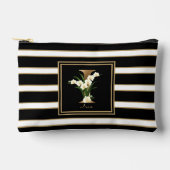 Letter I Bloemmonogram Zwart Wit Gouden Strepen Etui (Voorkant)