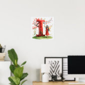 Letter I Cherry Blossom Fairy Poster - Fairy Art  (Thuiskantoor)