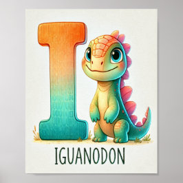 Letter I, Dinosaur Alphabet Waterverf Poster