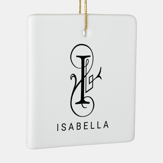 Letter I Elegant Monogram Kerst Ornament (Rechts)