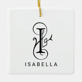 Letter I Elegant Monogram Kerst Ornament