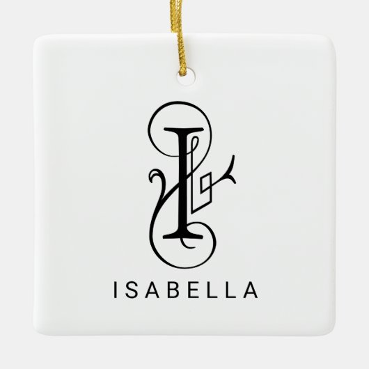 Letter I Elegant Monogram Kerst Ornament (Voorkant)