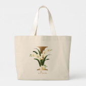 Letter I Elegante Bloemrijke Gouden Monogram  Grote Tote Bag (Achterkant)