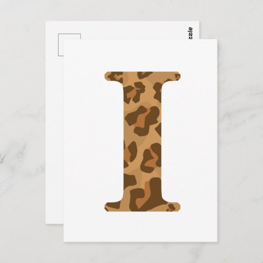 Letter I First Name Monogram Initiaal Leopard Prin Briefkaart (Voorkant / Achterkant)