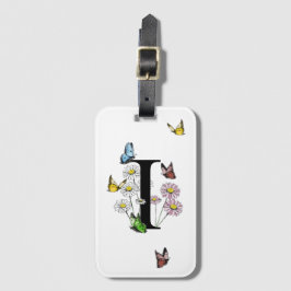 Letter I Floral Butterfly Monogram Initiaal Bagagelabel