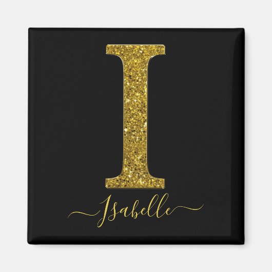 Letter I Gold Glitter Magneet (Voorkant)