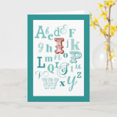 Letter I Initiaal Name Alphabet Birthday Blauwgroe Kaart (Gele Bloem)