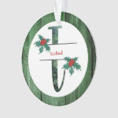 *~* Letter I-kerstfotografie Rustic Wood AP44 Ornament (voorkant)