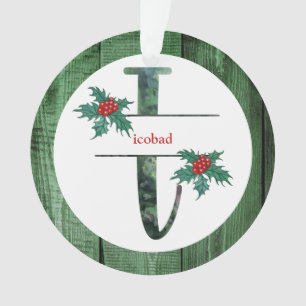 *~* Letter I-kerstfotografie Rustic Wood AP44 Ornament