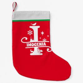 Letter I Kerstmonogram Initiaal Naam Rood Wit Kleine Kerstsok