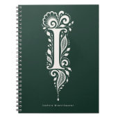 Letter I Linocut Botanische Monogram Notitieboek (Voorkant)
