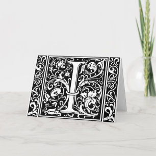 Letter I Medieval Monogram Initiaal Notitiekaartje