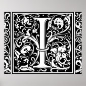 Letter I Medieval Monogram  Initiaal Poster (Voorkant)