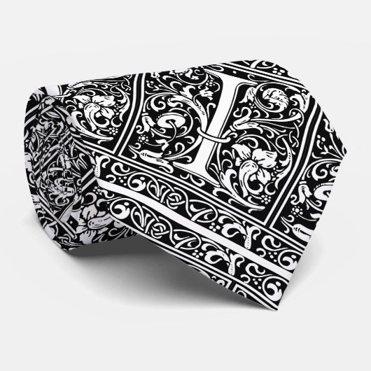 Letter I Medieval Monogram Initiaal Stropdas (Opgerold)