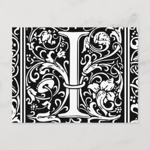 Letter I Middeleeuwse Monogram Art Nouveau Briefkaart