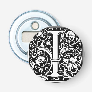 Letter I Middeleeuwse Monogram Art Nouveau Button Flesopener