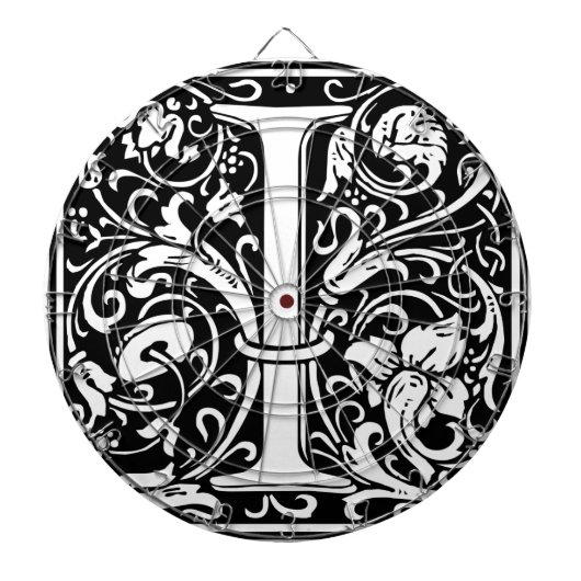Letter I Middeleeuwse Monogram Art Nouveau Dartbord (Voorkant)