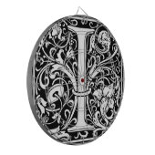 Letter I Middeleeuwse Monogram Art Nouveau Dartbord (Voorkant Links)