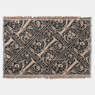 Letter I Middeleeuwse Monogram Art Nouveau Deken