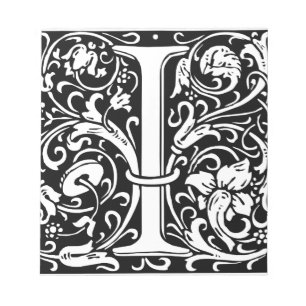 Letter I Middeleeuwse Monogram Art Nouveau Notitieblok