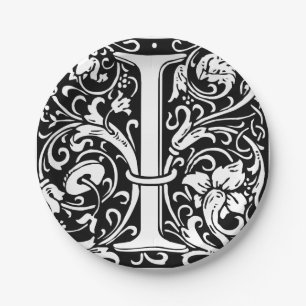 Letter I Middeleeuwse Monogram Art Nouveau Papieren Bordje