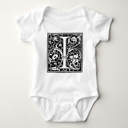 Letter I middeleeuwse monogram Art Nouveau Romper (Voorkant)