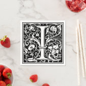 Letter I Middeleeuwse Monogram Art Nouveau Servetten (Insitu)