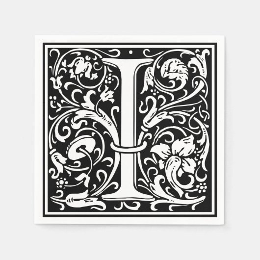 Letter I Middeleeuwse Monogram Art Nouveau Servetten (Voorkant)