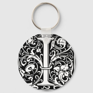 Letter I Middeleeuwse Monogram Art Nouveau Sleutelhanger