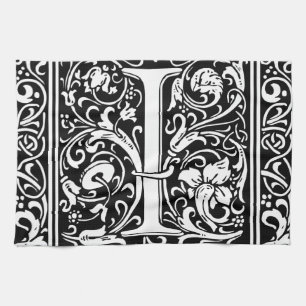Letter I Middeleeuwse Monogram Art Nouveau Theedoek