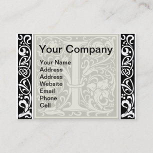 Letter I Middeleeuwse Monogram Art Nouveau Visitekaartje