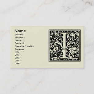 Letter I Middeleeuwse Monogram Art Nouveau Visitekaartje