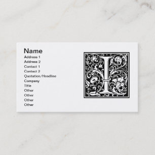 Letter I Middeleeuwse Monogram Art Nouveau Visitekaartje