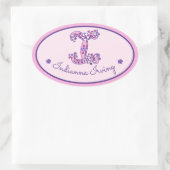 Letter I-monogram aangepaste meisjes noemen roze s Ovale Sticker (Tas)
