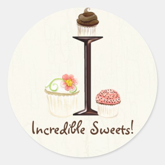 Letter I Monogram Cupcake Logo Zakelijke Stickers (Voorkant)