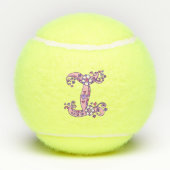 Letter I-monogram meisjes gepersonaliseerde doedel Tennisballen (Achterkant)