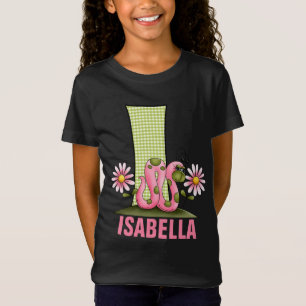 Letter I Monogram Roze en Groene Inchworm T-shirt