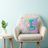 Letter I Monogram Waterverf Cute Mermaid Nursery Kussen (Stoel)