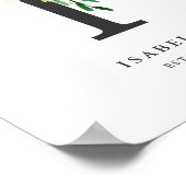 Letter I Monogram Waterverf Perzikflessen urserij Poster (Hoek)