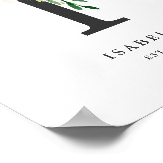 Letter I Monogram Waterverf Perzikflessen urserij Poster (Hoek)