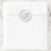 Letter I-script initiaal faux Silver Monogram (gun Ronde Sticker (Tas)