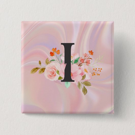 Letter I Vierkante Button 5,1 Cm (Voorkant)