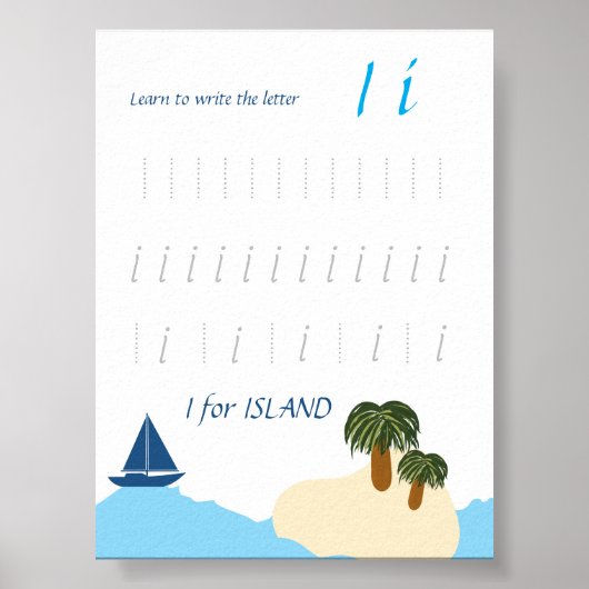 Letter I Volgen Poster voor Kinderen (Voorkant)