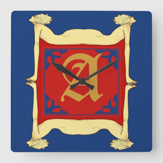 Letter-Initiaal Klokscherm, letter bewerken Vierkante Klok (Voorkant)