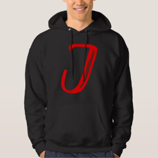 Letter J Alfabet Groot Rode Grafische Initiaal Hoodie