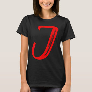 Letter J Alfabet Groot Rode Grafische Initiaal T-shirt
