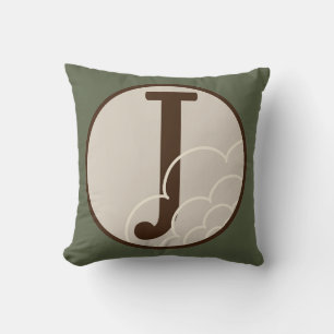 Letter J Alfabet Kussen in Evergreen