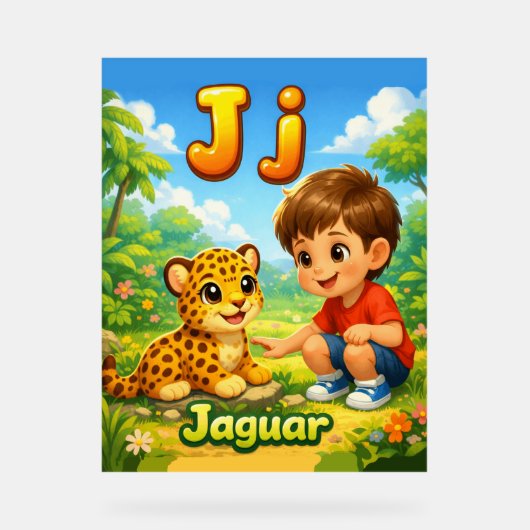 Letter J Alphabet Poster – J is for Jaguar (Voorkant)